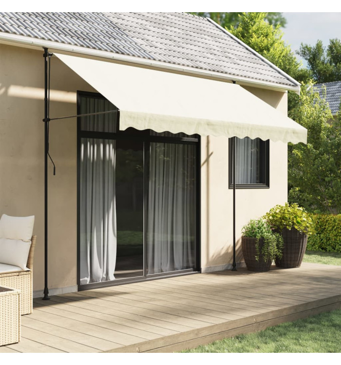 Auvent rétractable crème 300x150 m tissu et acier | Mobilier & Déco
