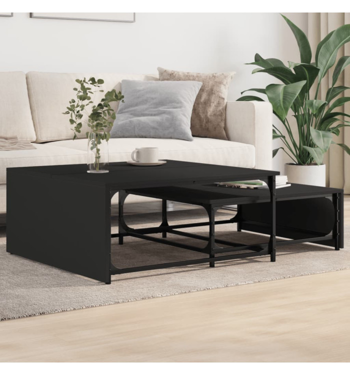 Tables basses gigognes 2 pcs noir bois d'ingénierie et métal | Mobilier & Déco