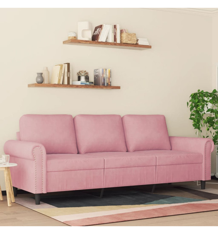 Canapé à 3 places Rose 180 cm Velours | Mobilier & Déco