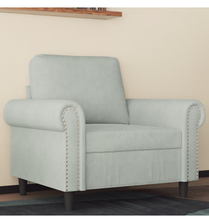 Fauteuil Gris clair 60 cm Velours | Mobilier & Déco