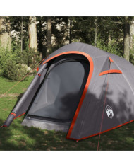 Tente de camping tunnel 3 personnes gris et orange imperméable | Mobilier & Déco