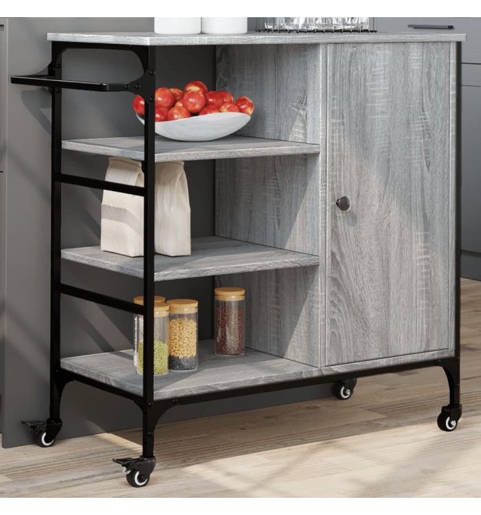 Chariot de cuisine sonoma gris 87,5x38,5x84,5cm bois ingénierie | Mobilier & Déco