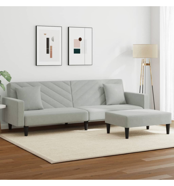 Ensemble de canapés 2 pcs avec coussins gris clair velours | Mobilier & Déco