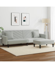 Ensemble de canapés 2 pcs avec coussins gris clair velours | Mobilier & Déco