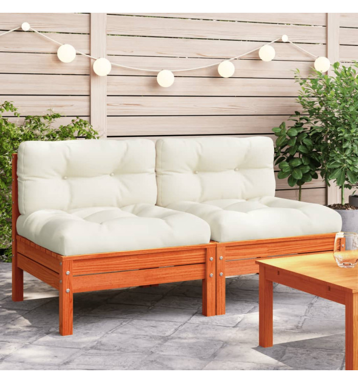 Canapé de jardin sans accoudoirs coussins 2 pcs bois massif pin | Mobilier & Déco