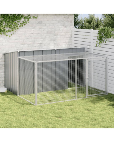 Niche pour chien avec cour anthracite 197x194x110 cm | Mobilier & Déco