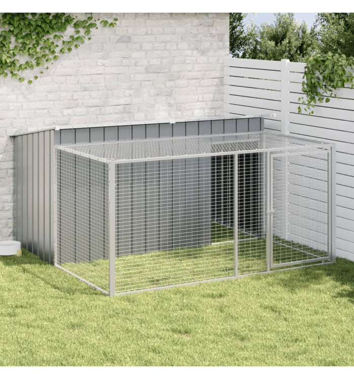 Niche pour chien avec cour anthracite 197x194x110 cm | Mobilier & Déco