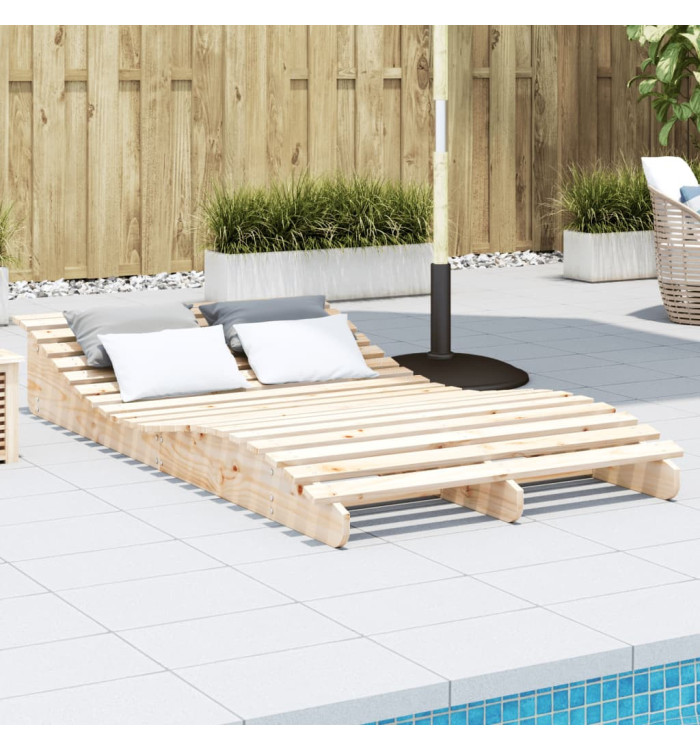 Chaise longue 205x110x31,5 cm bois massif de pin | Mobilier & Déco