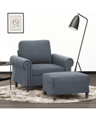 Fauteuil avec repose-pied Gris foncé 60 cm Velours | Mobilier & Déco