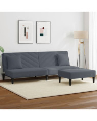 Ensemble de canapés 2 pcs avec coussins gris foncé velours | Mobilier & Déco