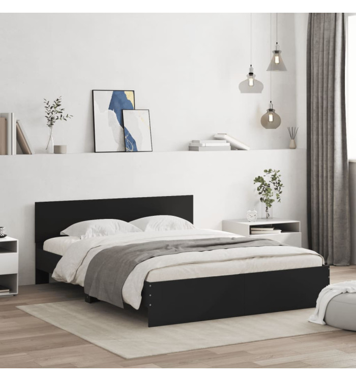 Cadre de lit avec LED sans matelas noir 160x200 cm | Mobilier & Déco
