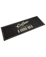 Tapis de cuisine lavable texte Coffee 60x180 cm velours | Mobilier & Déco