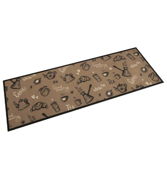Tapis de cuisine lavable imprimé Morning brun 60x180 cm velours | Mobilier & Déco