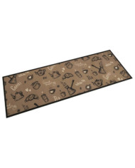 Tapis de cuisine lavable imprimé Morning brun 60x180 cm velours | Mobilier & Déco