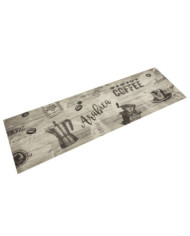 Tapis de cuisine lavable imprimé café gris 45x150 cm velours | Mobilier & Déco