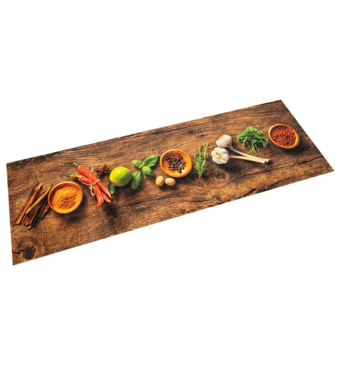 Tapis de cuisine lavable impression d'épices 45x150 cm velours | Mobilier & Déco