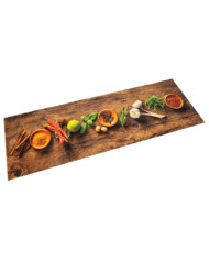 Tapis de cuisine lavable impression d'épices 45x150 cm velours | Mobilier & Déco