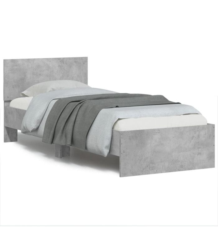 Cadre de lit sans matelas avec lumières LED gris béton 75x190cm | Mobilier & Déco