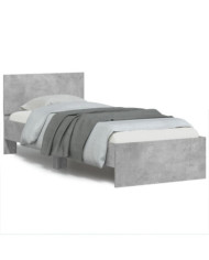 Cadre de lit sans matelas avec lumières LED gris béton 75x190cm | Mobilier & Déco