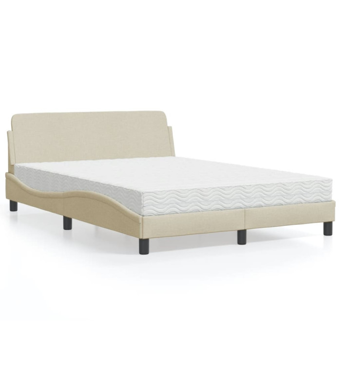 Lit avec matelas crème 140x190 cm tissu | Mobilier & Déco