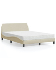 Lit avec matelas crème 140x190 cm tissu | Mobilier & Déco