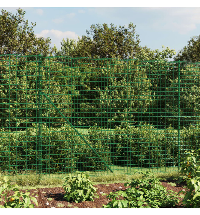 Clôture en treillis métallique vert 1,6x10 m acier galvanisé | Mobilier & Déco