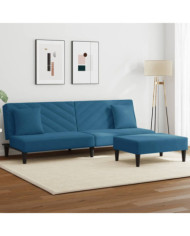 Ensemble de canapés 2 pcs avec coussins bleu velours | Mobilier & Déco
