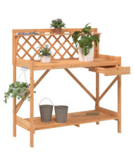 Banc de rempotage avec treillis marron bois massif de sapin | Mobilier & Déco