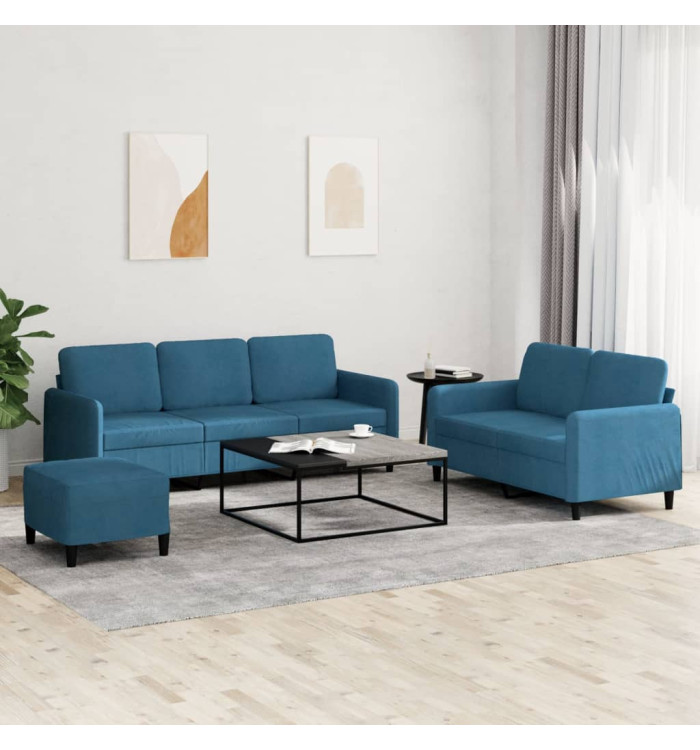 Ensemble de canapés 3 pcs bleu velours | Mobilier & Déco