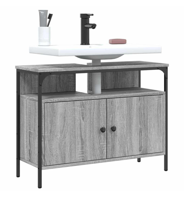 Armoire lavabo de salle de bain sonoma gris 80x30x60 cm | Mobilier & Déco