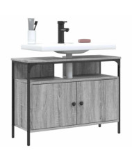 Armoire lavabo de salle de bain sonoma gris 80x30x60 cm | Mobilier & Déco