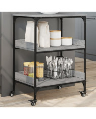 Chariot de cuisine sonoma gris 60x41x80,5 cm bois d'ingénierie | Mobilier & Déco