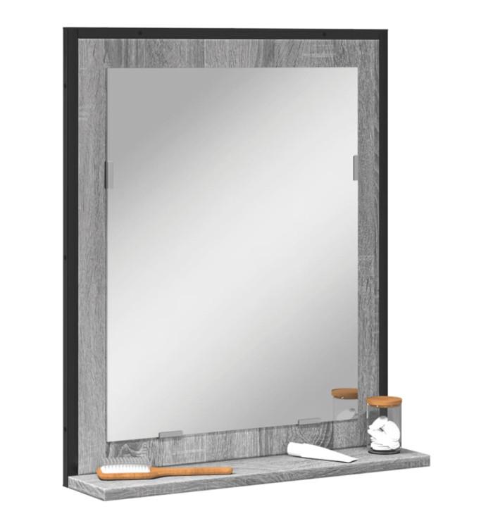 Miroir de salle de bain et étagère sonoma gris bois ingénierie | Mobilier & Déco