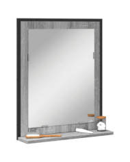 Miroir de salle de bain et étagère sonoma gris bois ingénierie | Mobilier & Déco