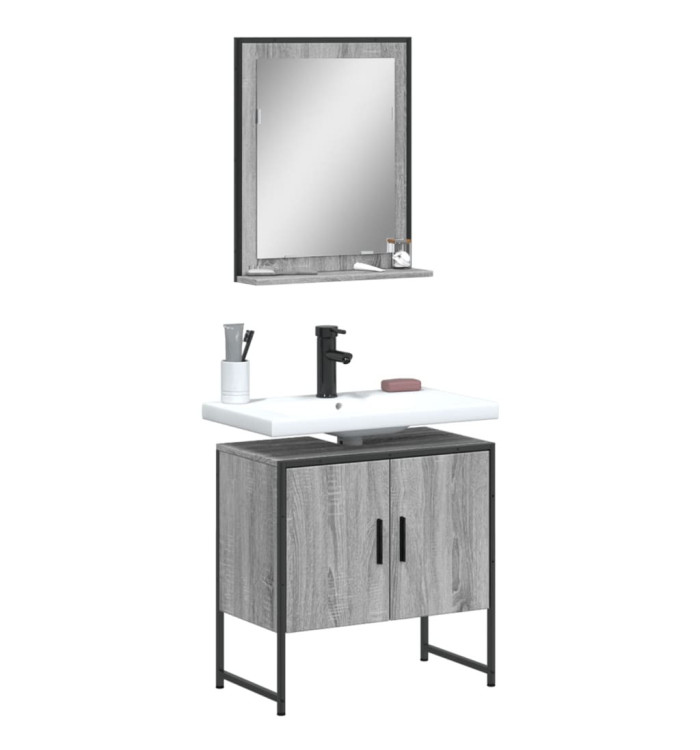 Ensemble d'armoires de salle de bain 2 pcs sonoma gris | Mobilier & Déco