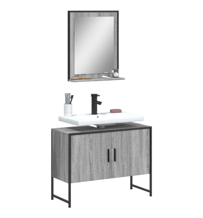 Ensemble d'armoires de salle de bain 2 pcs sonoma gris | Mobilier & Déco
