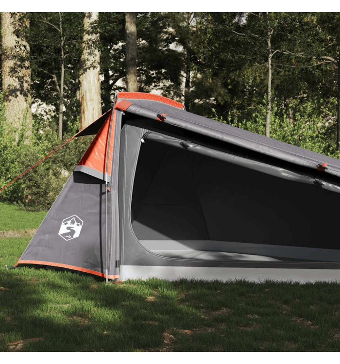 Tente de camping tunnel 2 personnes gris et orange imperméable | Mobilier & Déco