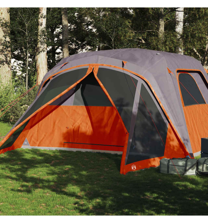 Tente familiale et porche 6 personnes gris orange imperméable | Mobilier & Déco