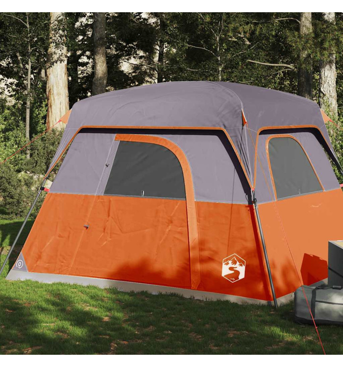 Tente de camping de cabine 4 personnes orange imperméable | Mobilier & Déco