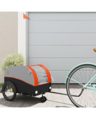 Remorque de vélo noir et orange 30 kg fer | Mobilier & Déco