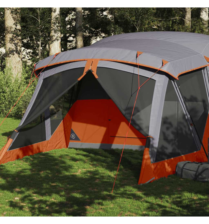 Tente de camping avec porche 4 personnes orange imperméable | Mobilier & Déco