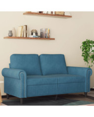 Canapé à 2 places Bleu 120 cm Velours | Mobilier & Déco
