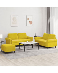 Ensemble de canapés 3 pcs avec coussins Jaune Velours | Mobilier & Déco