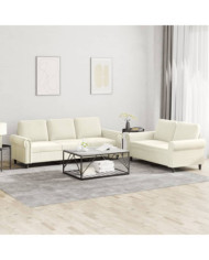 Ensemble de canapés 2 pcs avec coussins Crème Velours | Mobilier & Déco