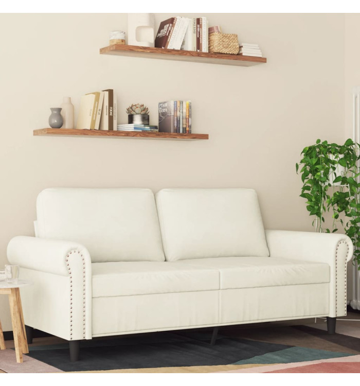 Canapé à 2 places Crème 140 cm Velours | Mobilier & Déco