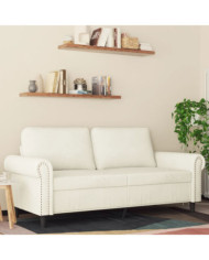 Canapé à 2 places Crème 140 cm Velours | Mobilier & Déco