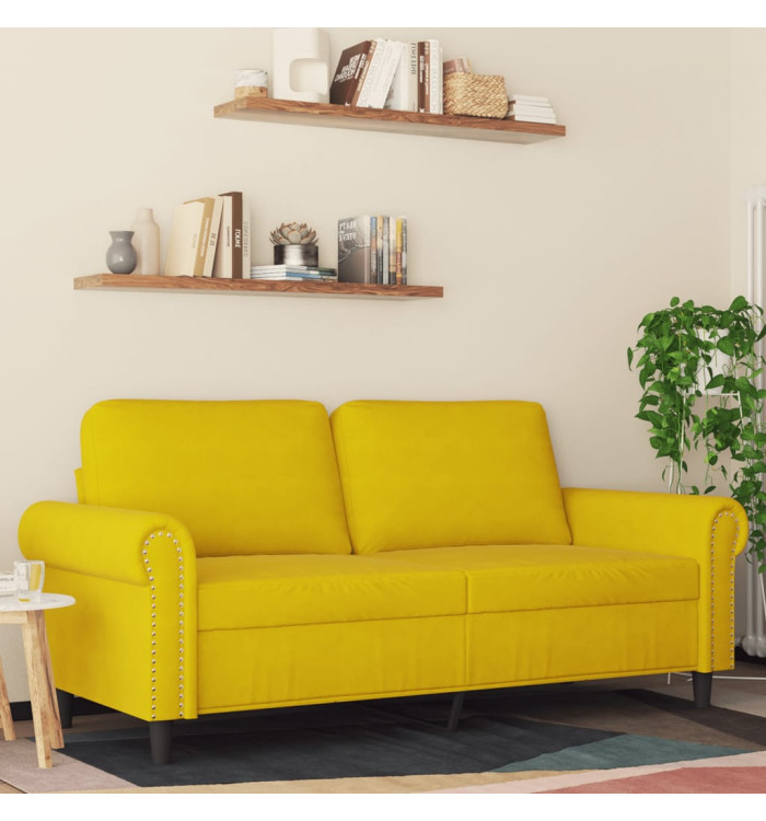 Canapé à 2 places Jaune 140 cm Velours | Mobilier & Déco