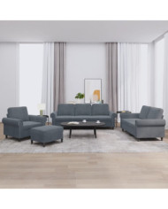 Ensemble de canapés 4 pcs avec coussins Gris foncé Velours | Mobilier & Déco