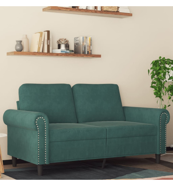 Canapé à 2 places Vert foncé 120 cm Velours | Mobilier & Déco