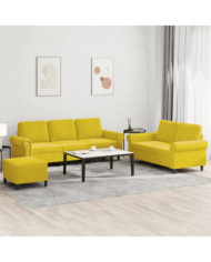 Ensemble de canapés 3 pcs avec coussins Jaune Velours | Mobilier & Déco